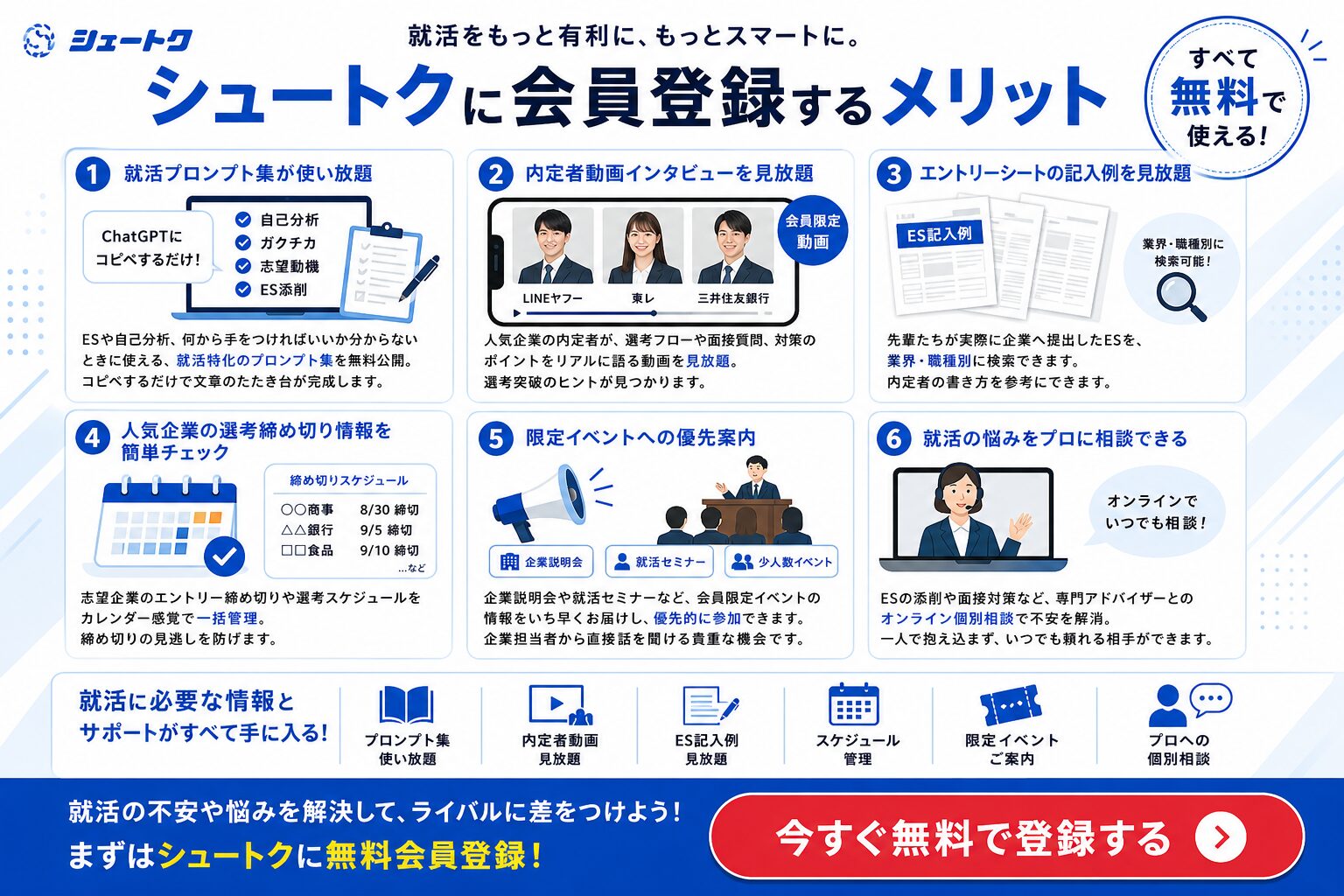 シュートクに会員登録するメリット